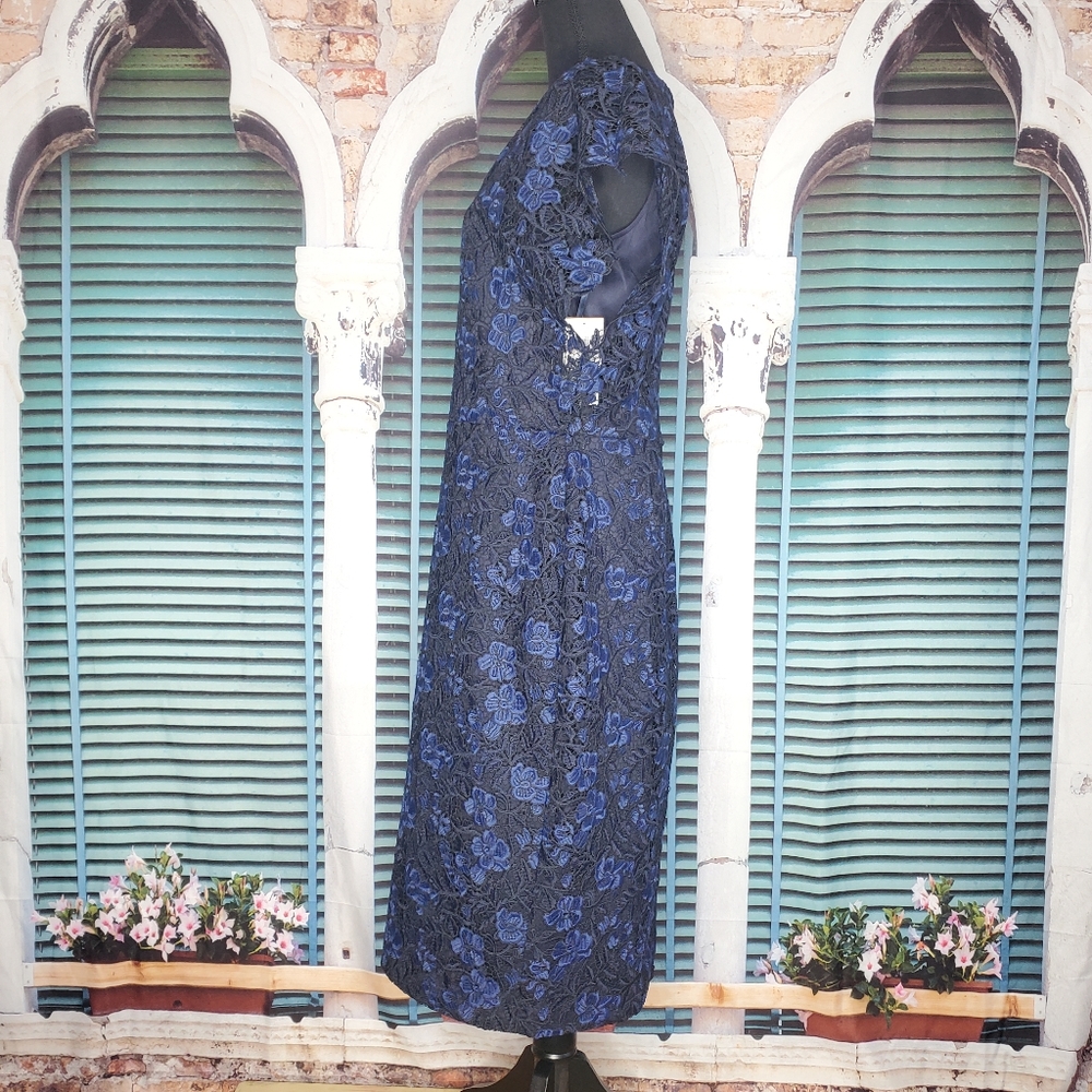 Ralph Lauren Embroidered Petal Sleeve V-Neck Knee Length Sheath Dress - NWT - Picture 6 of 12